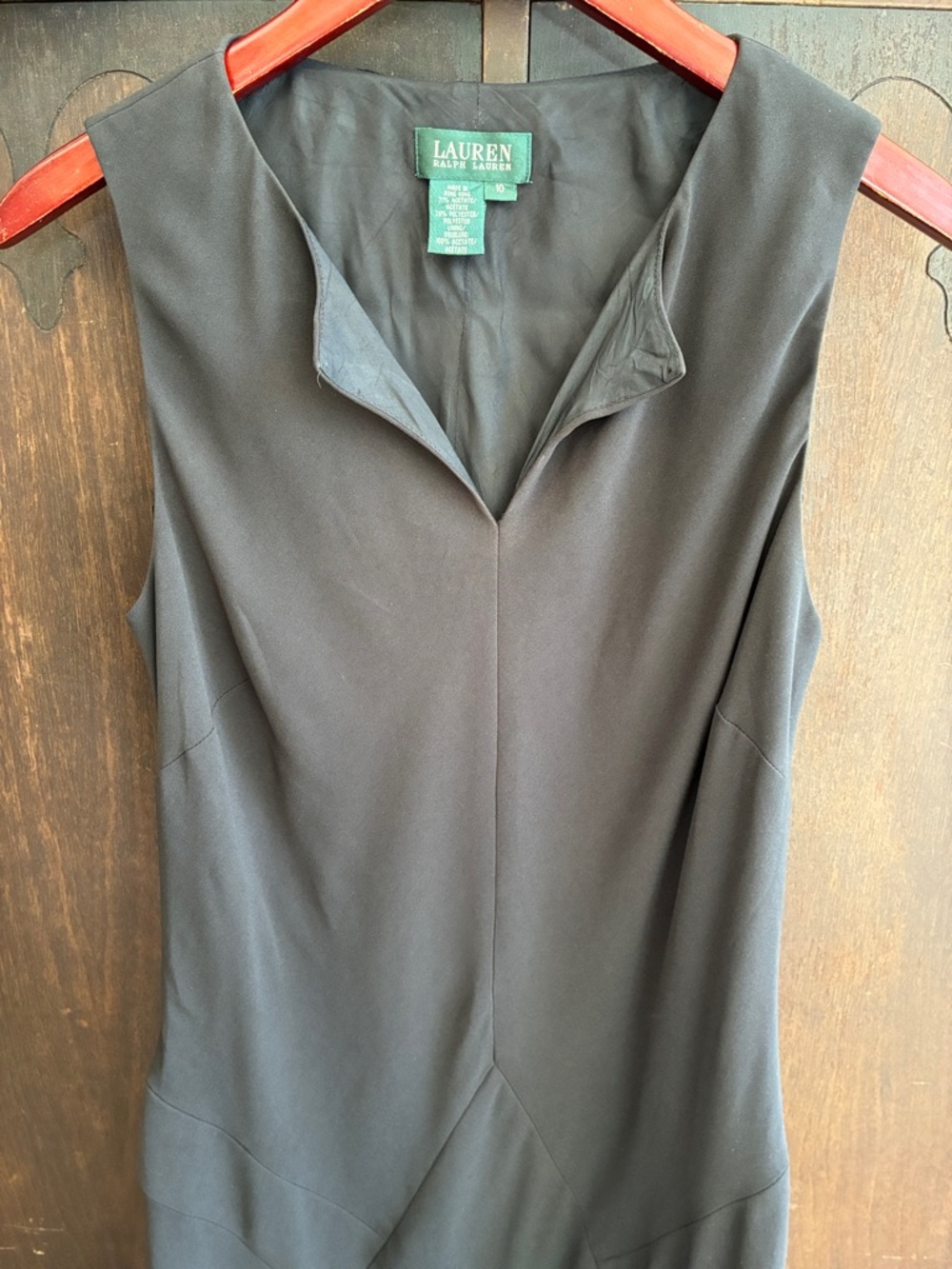 Lauren Ralph Lauren Black Sleeveless V-Neck Dress Size 10